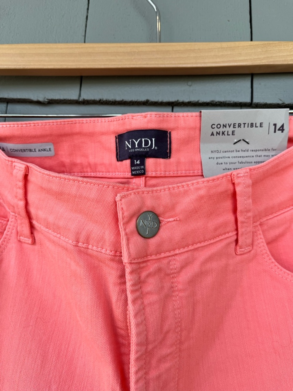 NYDJ Cropped Slim Jeans in Coral NWT SIZE 12 - Picture 7 of 10